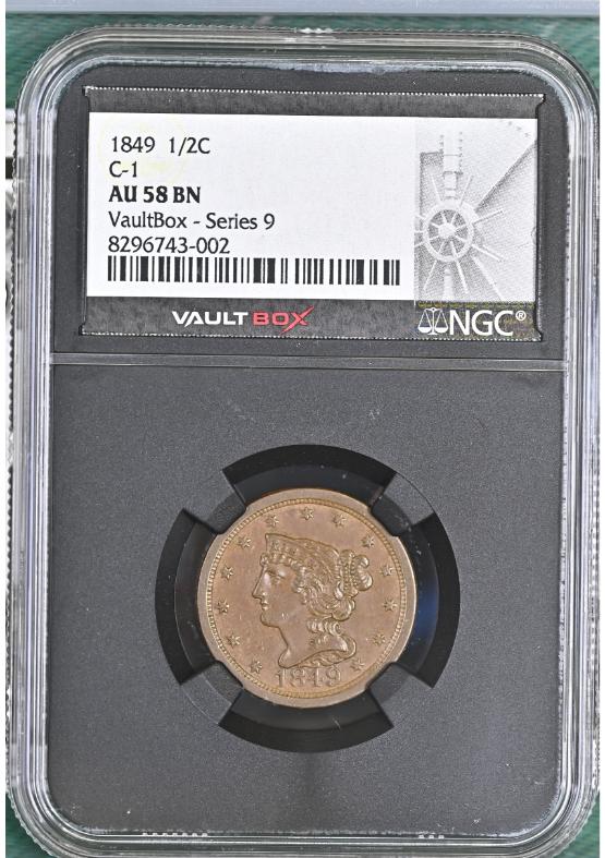 1849 C-1 1/2C NGC AU58BN FRONT