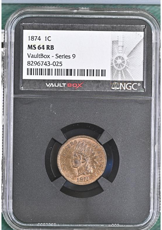 1874 1C NGC MS64RB FRONT