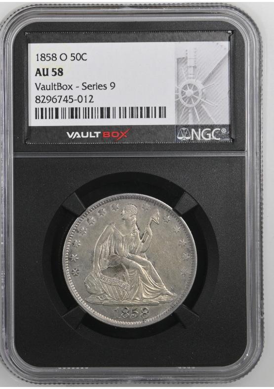 1858-O 50C NGC AU58 FRONT