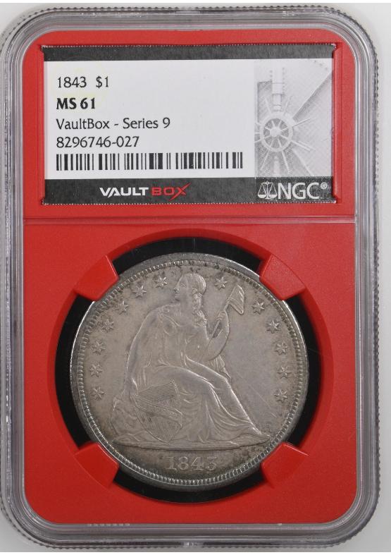 1843 $1 NGC MS61 FRONT