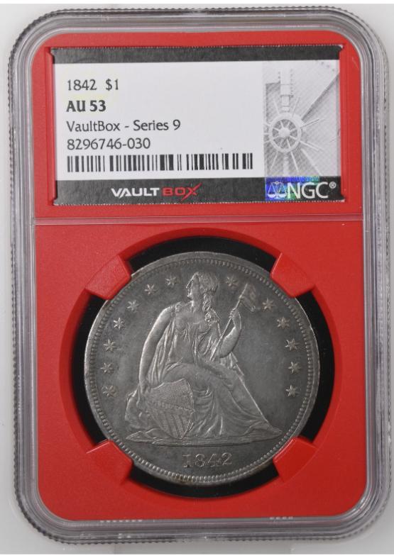 1842 $1 NGC AU53 FRONT
