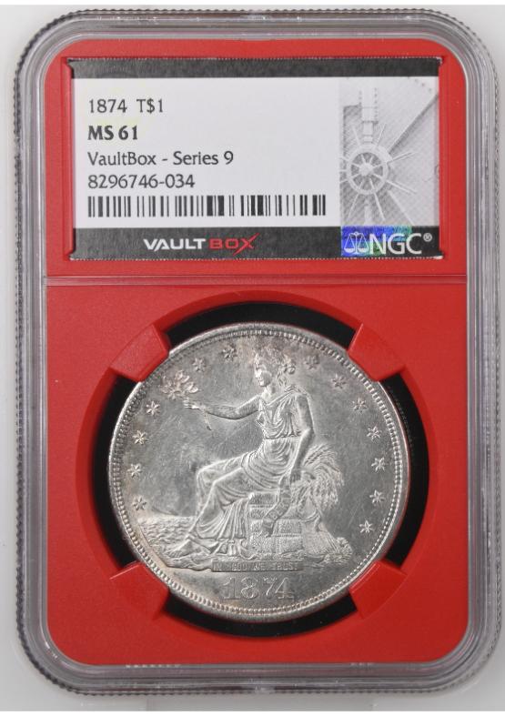 1874 T$1 NGC MS61 FRONT