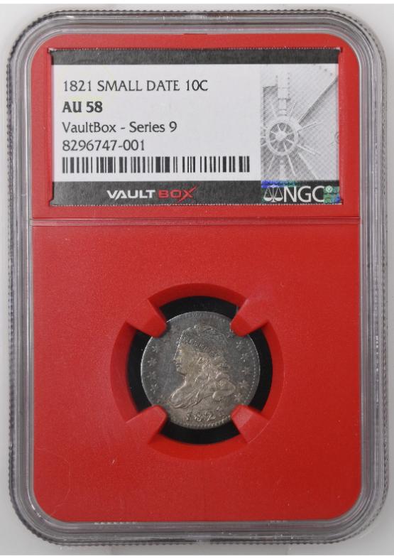 1821 SMALL DATE 10C NGC AU58 FRONT