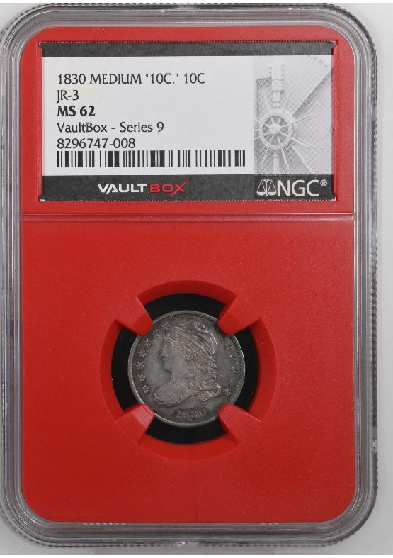 1830 MEDIUM "10C." JR-3 10C NGC MS62 FRONT