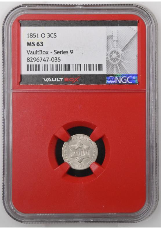1851-O 3CS NGC MS63 FRONT
