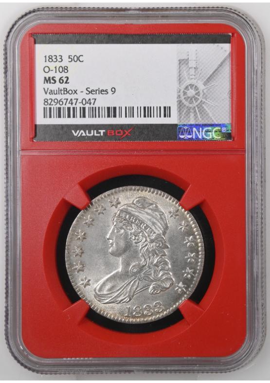 1833 O-108 50C NGC MS62 FRONT