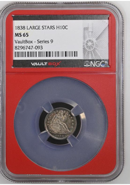 1838 LARGE STARS H10C NGC MS65 FRONT