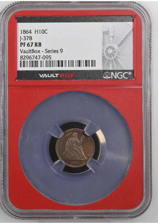 1864 J-378 H10C NGC PF67RB FRONT