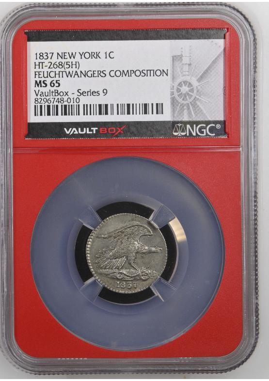 1837 NEW YORK HT-268(5H) FEUCHTWANGERS COMPOSITION 1C NGC MS65 FRONT