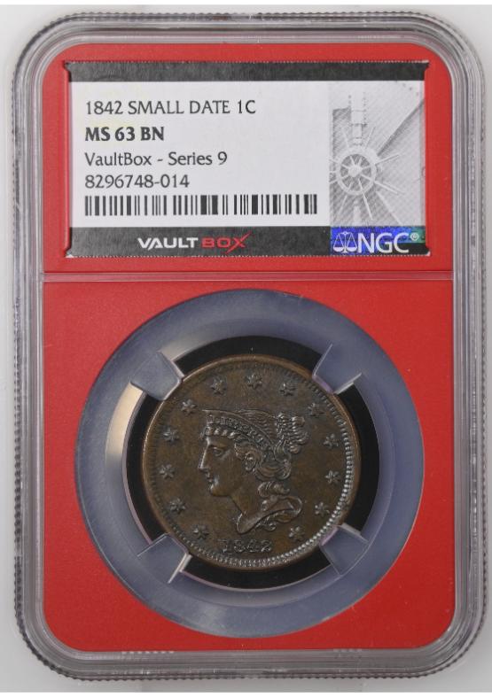 1842 SMALL DATE 1C NGC MS63BN FRONT