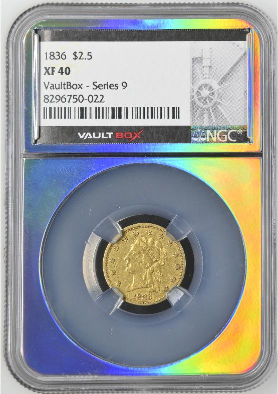 1836 SCRIPT 8 G$2.5 NGC XF40 FRONT
