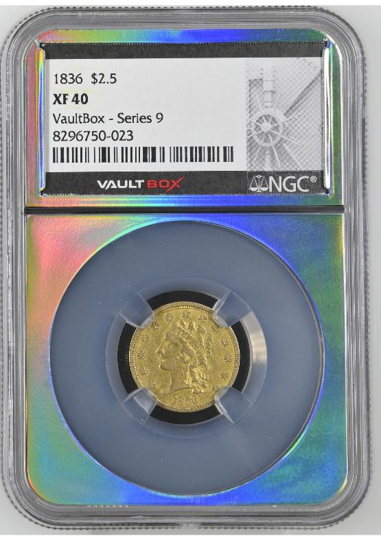 1836 SCRIPT 8 G$2.5 NGC XF40 FRONT
