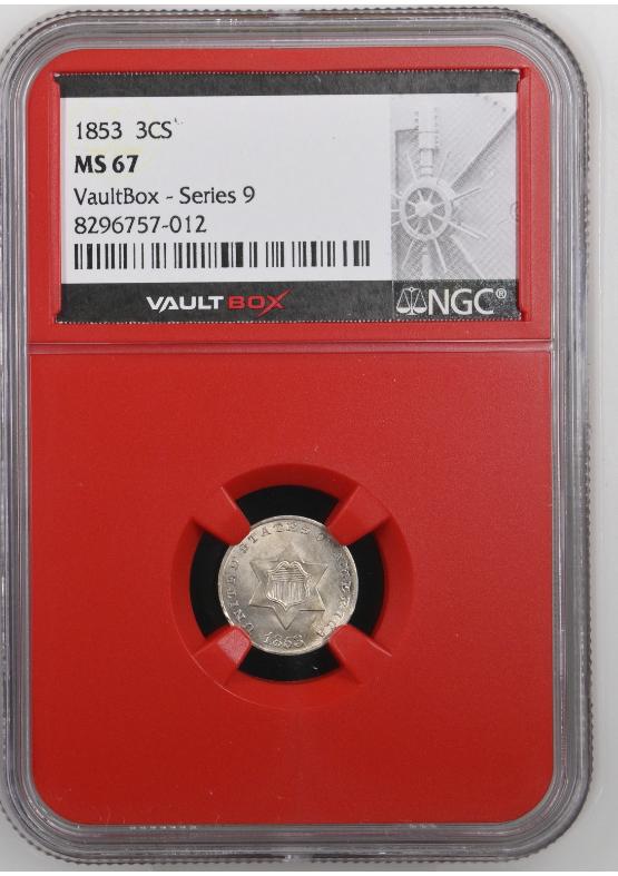1853 3CS NGC MS67 FRONT