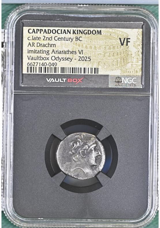 CAPPADOCIAN KINGDOM C.LATE 2ND CENTURY BC AR DRACHM IMITATING ARIARATHES VI NGC VF  FRONT
