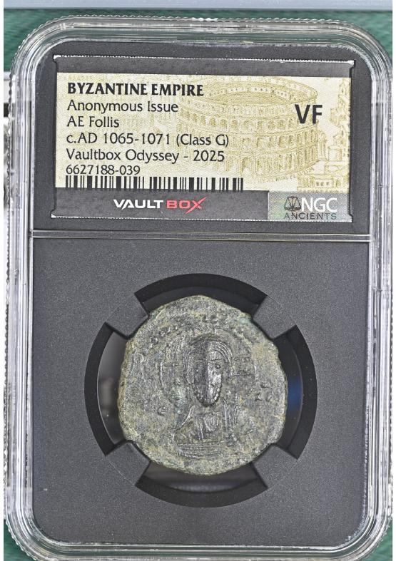 BYZANTINE EMPIRE ANONYMOUS ISSUE AE FOLLIS C.AD 1065-1071 (CLASS G) NGC VF  FRONT