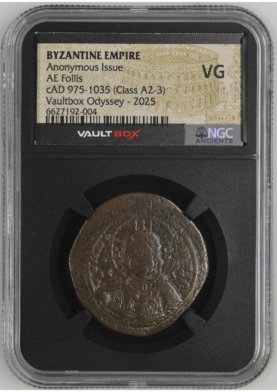 BYZANTINE EMPIRE ANONYMOUS ISSUE AE FOLLIS CAD 975-1035 (CLASS A2-3) NGC VG  FRONT