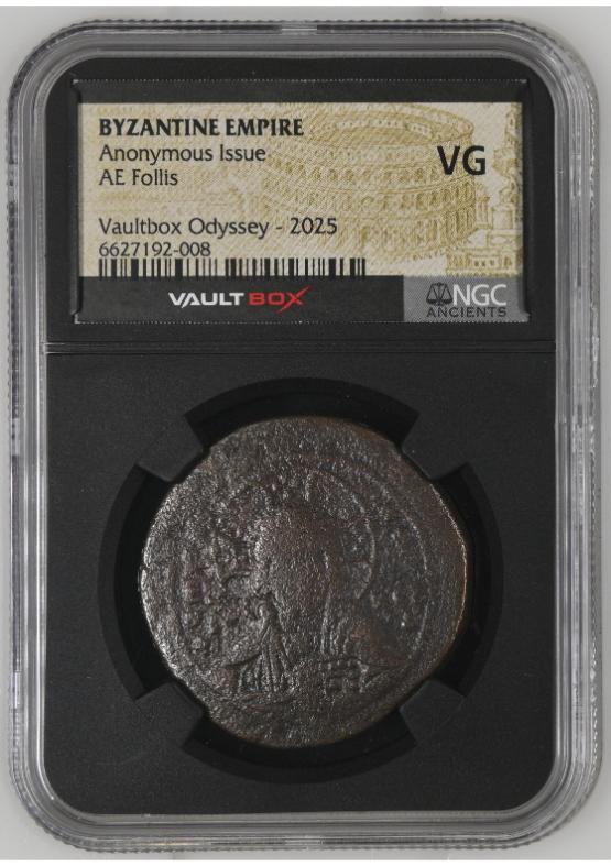 BYZANTINE EMPIRE ANONYMOUS ISSUE AE FOLLIS NGC VG  FRONT