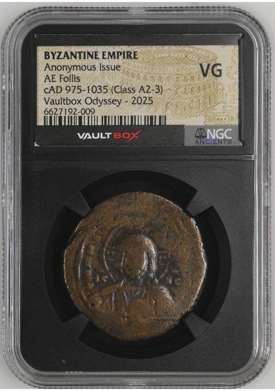 BYZANTINE EMPIRE ANONYMOUS ISSUE AE FOLLIS CAD 975-1035 (CLASS A2-3) NGC VG  FRONT