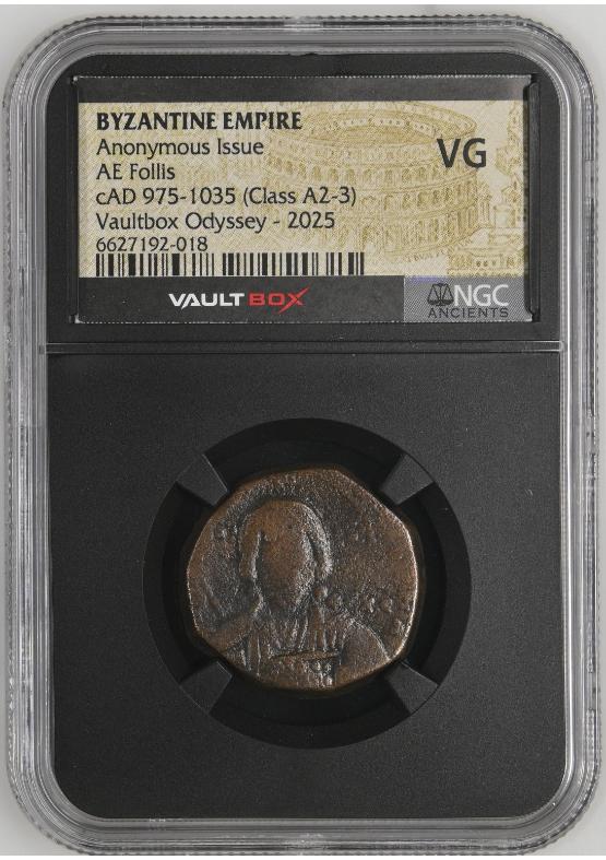 BYZANTINE EMPIRE ANONYMOUS ISSUE AE FOLLIS CAD 975-1035 (CLASS A2-3) NGC VG  FRONT
