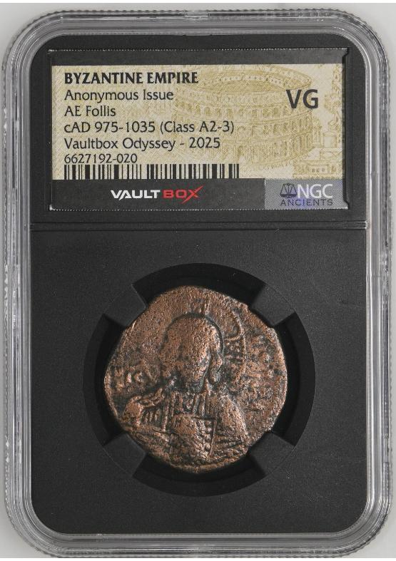 BYZANTINE EMPIRE ANONYMOUS ISSUE AE FOLLIS CAD 975-1035 (CLASS A2-3) NGC VG  FRONT