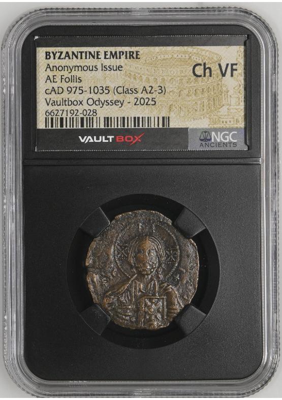 BYZANTINE EMPIRE ANONYMOUS ISSUE AE FOLLIS CAD 975-1035 (CLASS A2-3) NGC CH VF  FRONT