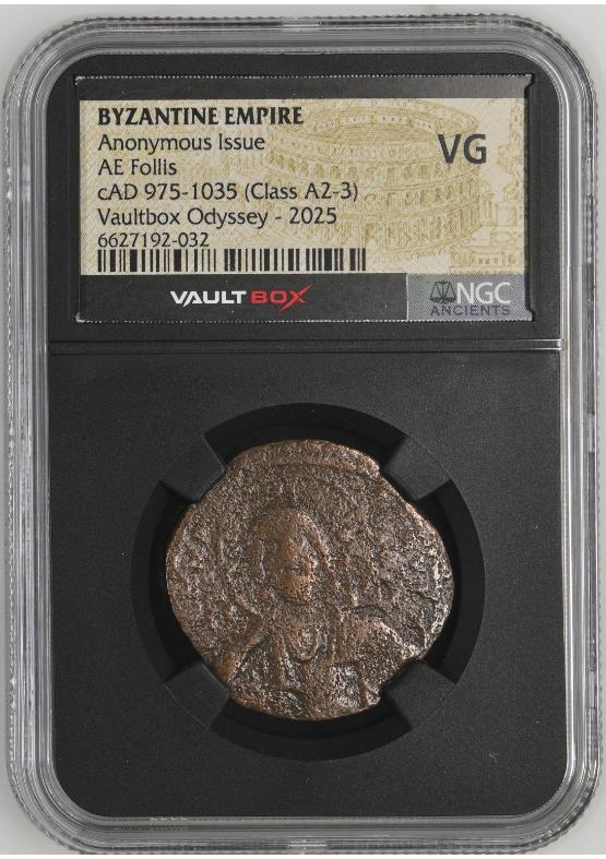BYZANTINE EMPIRE ANONYMOUS ISSUE AE FOLLIS CAD 975-1035 (CLASS A2-3) NGC VG  FRONT