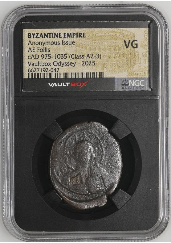 BYZANTINE EMPIRE ANONYMOUS ISSUE AE FOLLIS CAD 975-1035 (CLASS A2-3) NGC VG  FRONT