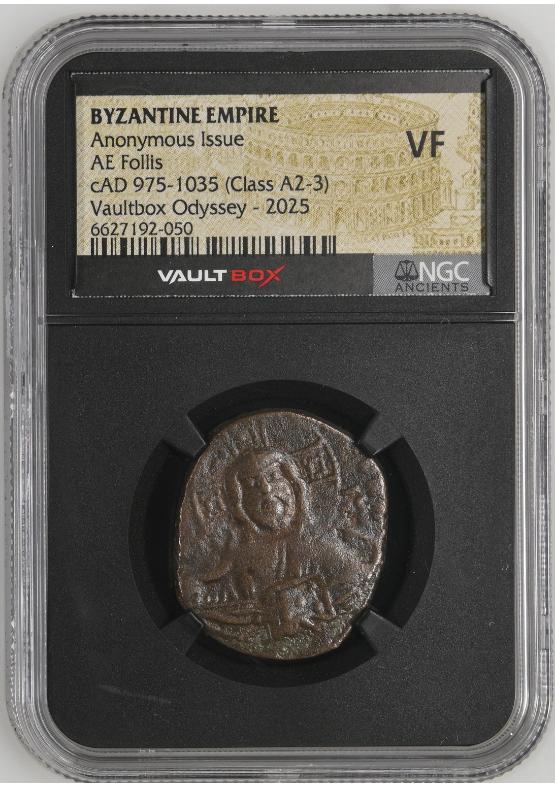 BYZANTINE EMPIRE ANONYMOUS ISSUE AE FOLLIS CAD 975-1035 (CLASS A2-3) NGC VF  FRONT