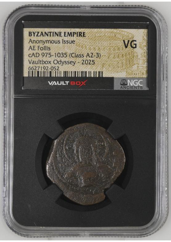 BYZANTINE EMPIRE ANONYMOUS ISSUE AE FOLLIS CAD 975-1035 (CLASS A2-3) NGC VG  FRONT