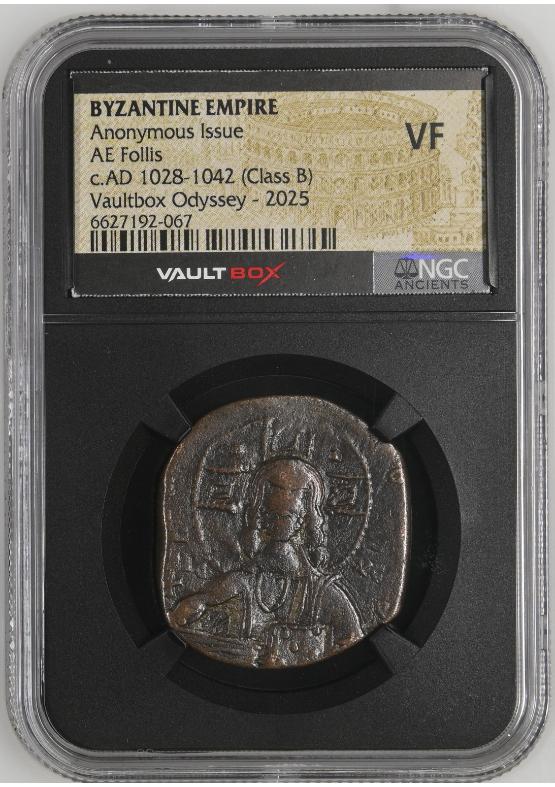 BYZANTINE EMPIRE ANONYMOUS ISSUE AE FOLLIS C.AD 1028-1042 (CLASS B) NGC VF  FRONT