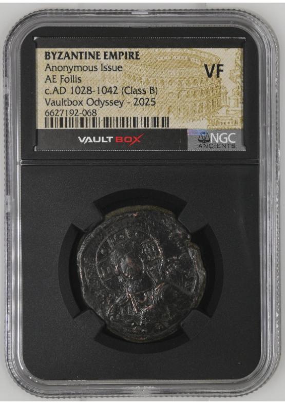 BYZANTINE EMPIRE ANONYMOUS ISSUE AE FOLLIS C.AD 1028-1042 (CLASS B) NGC VF  FRONT