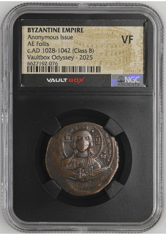 BYZANTINE EMPIRE ANONYMOUS ISSUE AE FOLLIS C.AD 1028-1042 (CLASS B) NGC VF  FRONT