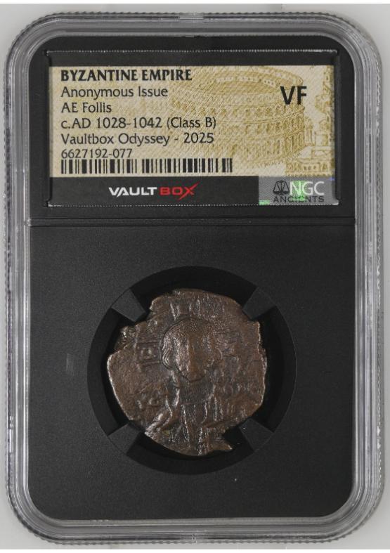 BYZANTINE EMPIRE ANONYMOUS ISSUE AE FOLLIS C.AD 1028-1042 (CLASS B) NGC VF  FRONT