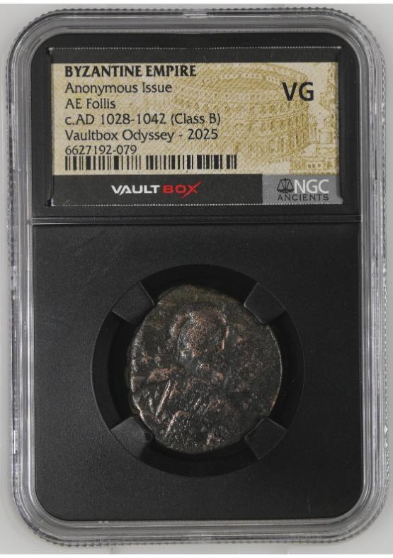 BYZANTINE EMPIRE ANONYMOUS ISSUE AE FOLLIS C.AD 1028-1042 (CLASS B) NGC VG  FRONT