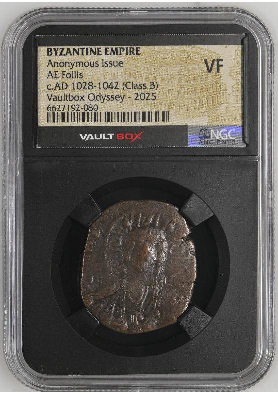 BYZANTINE EMPIRE ANONYMOUS ISSUE AE FOLLIS C.AD 1028-1042 (CLASS B) NGC VF  FRONT