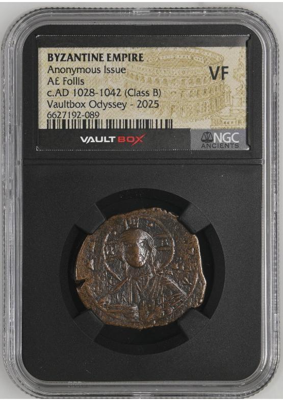 BYZANTINE EMPIRE ANONYMOUS ISSUE AE FOLLIS C.AD 1028-1042 (CLASS B) NGC VF  FRONT