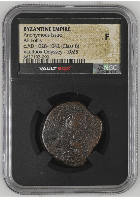BYZANTINE EMPIRE ANONYMOUS ISSUE AE FOLLIS C.AD 1028-1042 (CLASS B) NGC F  FRONT
