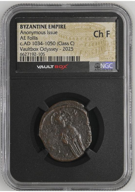 BYZANTINE EMPIRE ANONYMOUS ISSUE AE FOLLIS C.AD 1034-1050 (CLASS C) NGC CH F  FRONT