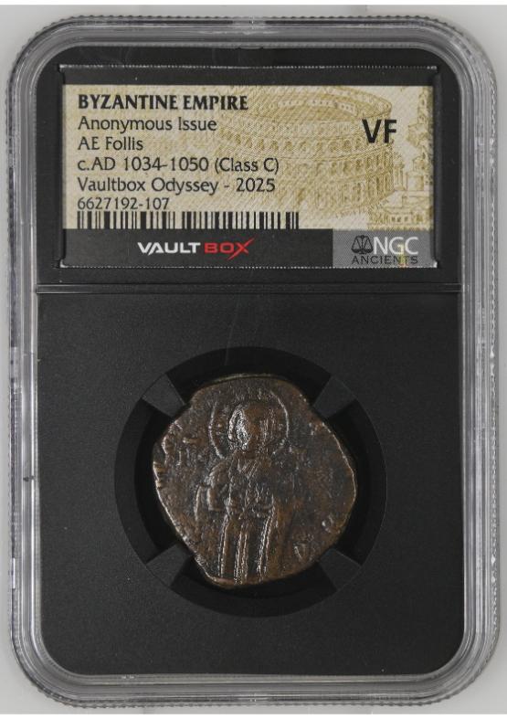 BYZANTINE EMPIRE ANONYMOUS ISSUE AE FOLLIS C.AD 1034-1050 (CLASS C) NGC VF  FRONT