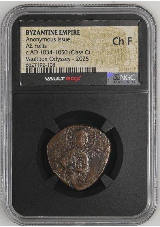 BYZANTINE EMPIRE ANONYMOUS ISSUE AE FOLLIS C.AD 1034-1050 (CLASS C) NGC CH F  FRONT