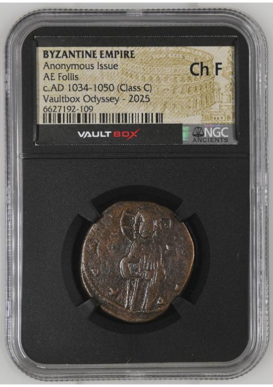 BYZANTINE EMPIRE ANONYMOUS ISSUE AE FOLLIS C.AD 1034-1050 (CLASS C) NGC CH F  FRONT