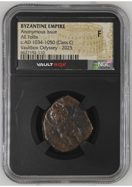 BYZANTINE EMPIRE ANONYMOUS ISSUE AE FOLLIS C.AD 1034-1050 (CLASS C) NGC F  FRONT