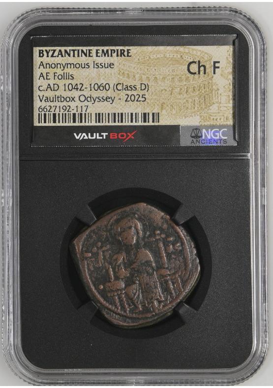 BYZANTINE EMPIRE ANONYMOUS ISSUE AE FOLLIS C.AD 1042-1060 (CLASS D) NGC CH F  FRONT
