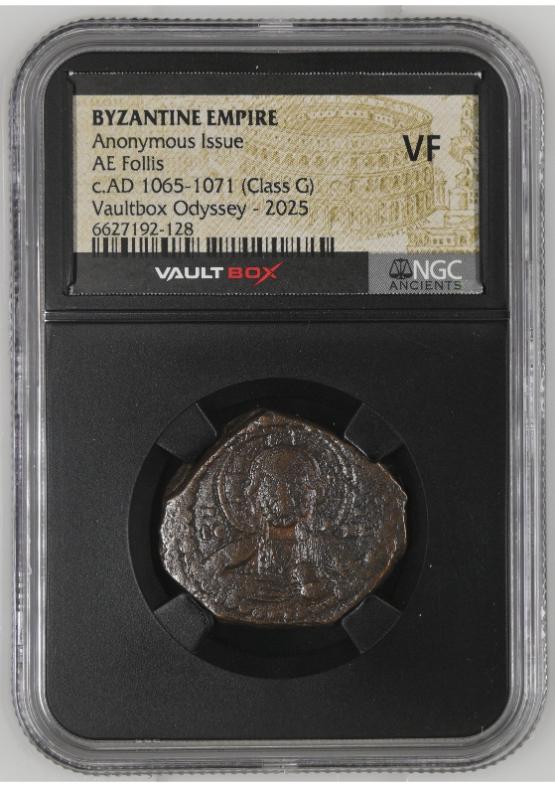 BYZANTINE EMPIRE ANONYMOUS ISSUE AE FOLLIS C.AD 1065-1071 (CLASS G) NGC VF  FRONT