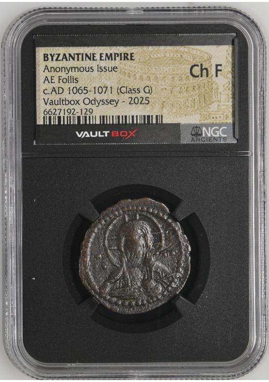 BYZANTINE EMPIRE ANONYMOUS ISSUE AE FOLLIS C.AD 1065-1071 (CLASS G) NGC CH F  FRONT
