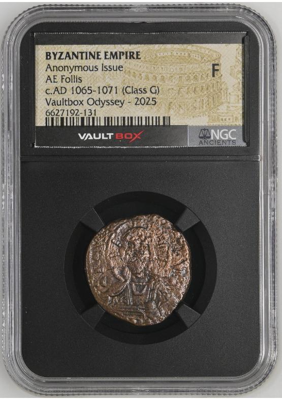 BYZANTINE EMPIRE ANONYMOUS ISSUE AE FOLLIS C.AD 1065-1071 (CLASS G) NGC F  FRONT
