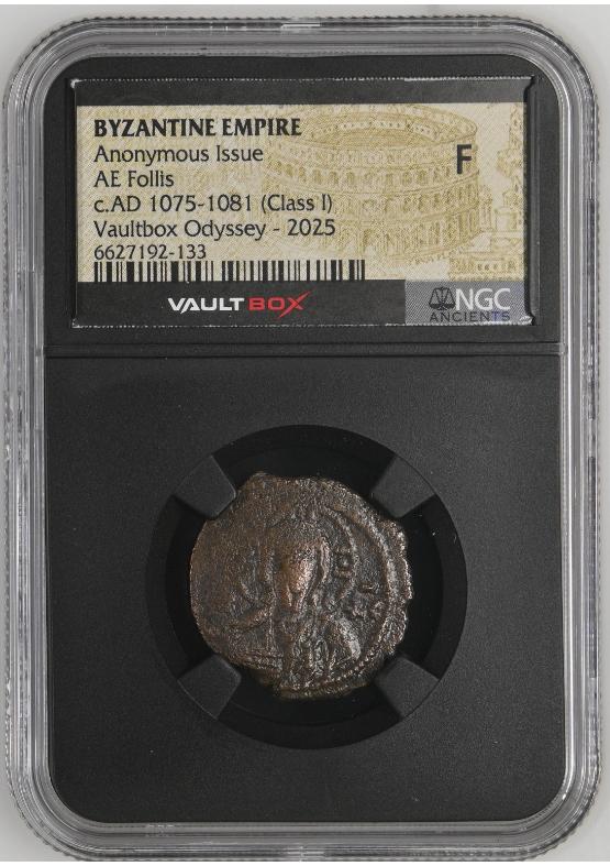 BYZANTINE EMPIRE ANONYMOUS ISSUE AE FOLLIS C.AD 1075-1081 (CLASS I) NGC F  FRONT