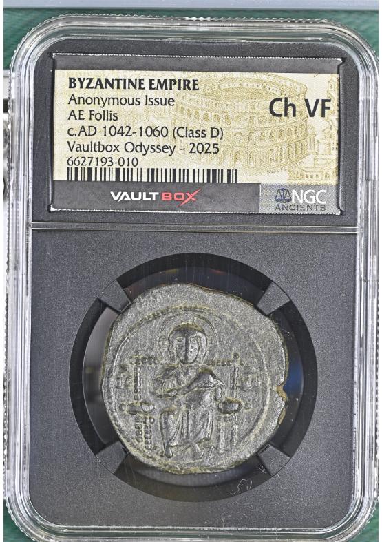 BYZANTINE EMPIRE ANONYMOUS ISSUE AE FOLLIS C.AD 1042-1060 (CLASS D) NGC CH VF  FRONT