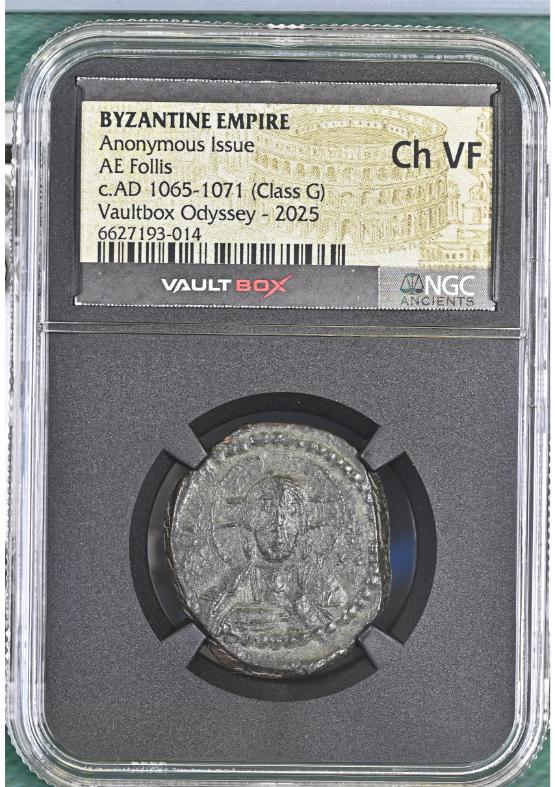 BYZANTINE EMPIRE ANONYMOUS ISSUE AE FOLLIS C.AD 1065-1071 (CLASS G) NGC CH VF  FRONT