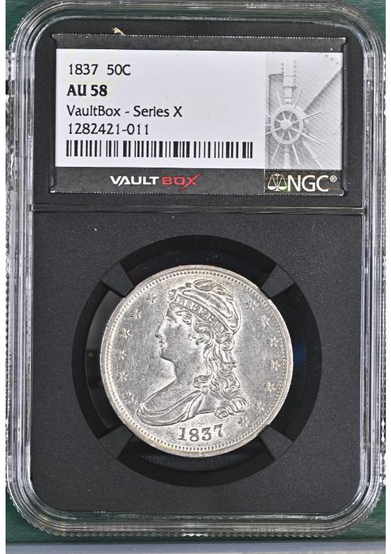 1837 50C NGC AU58 FRONT